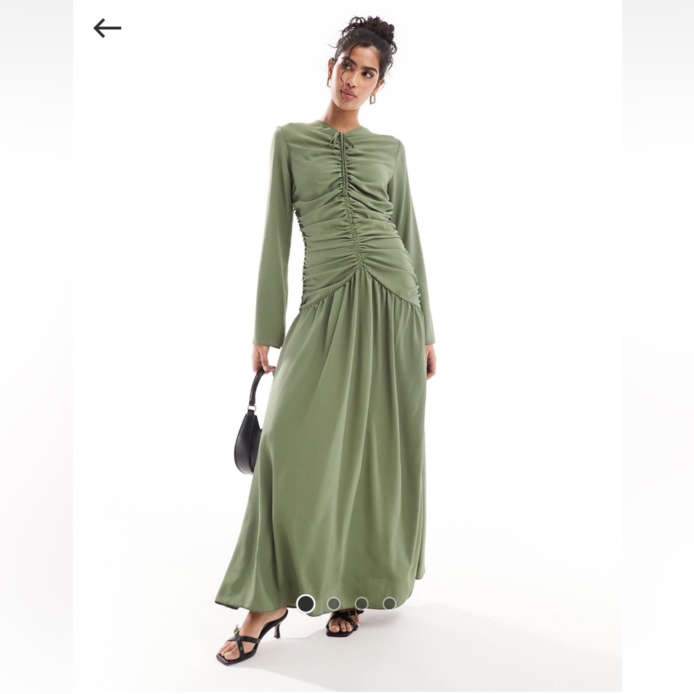 ASOS DESIGN ruched front maxi dress in khaki